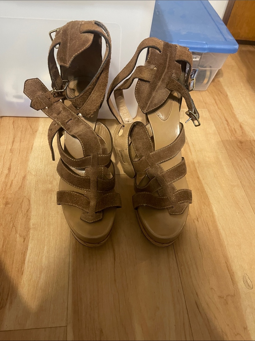 Chloe Brown Suede Strappy Platform Sandals